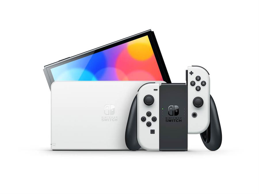 Consola Nintendo Switch modelo OLED blanca con Joy-Con.